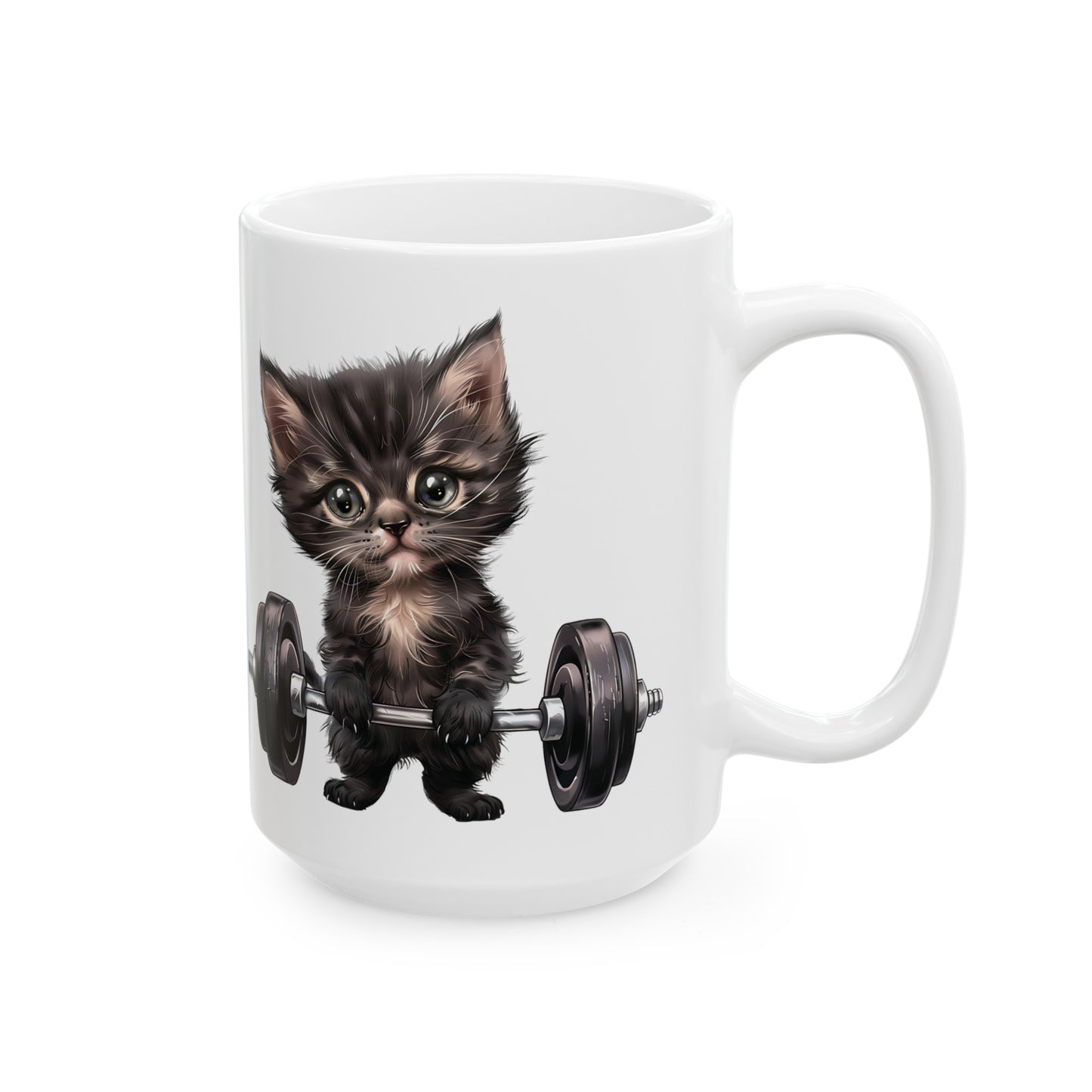 Gym Kitty Ceramic Mug, (11oz, 15oz)