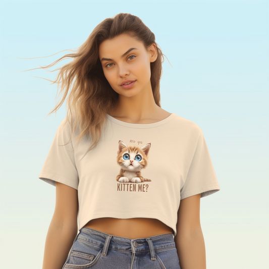 Are You Kitten Me? Women's Flowy Cropped Tee