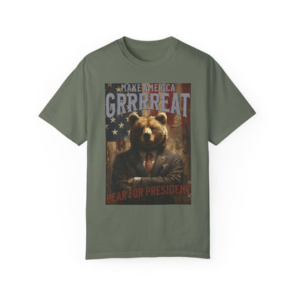 Bear for President Unisex Garment-Dyed 100% Cotton T-shirt