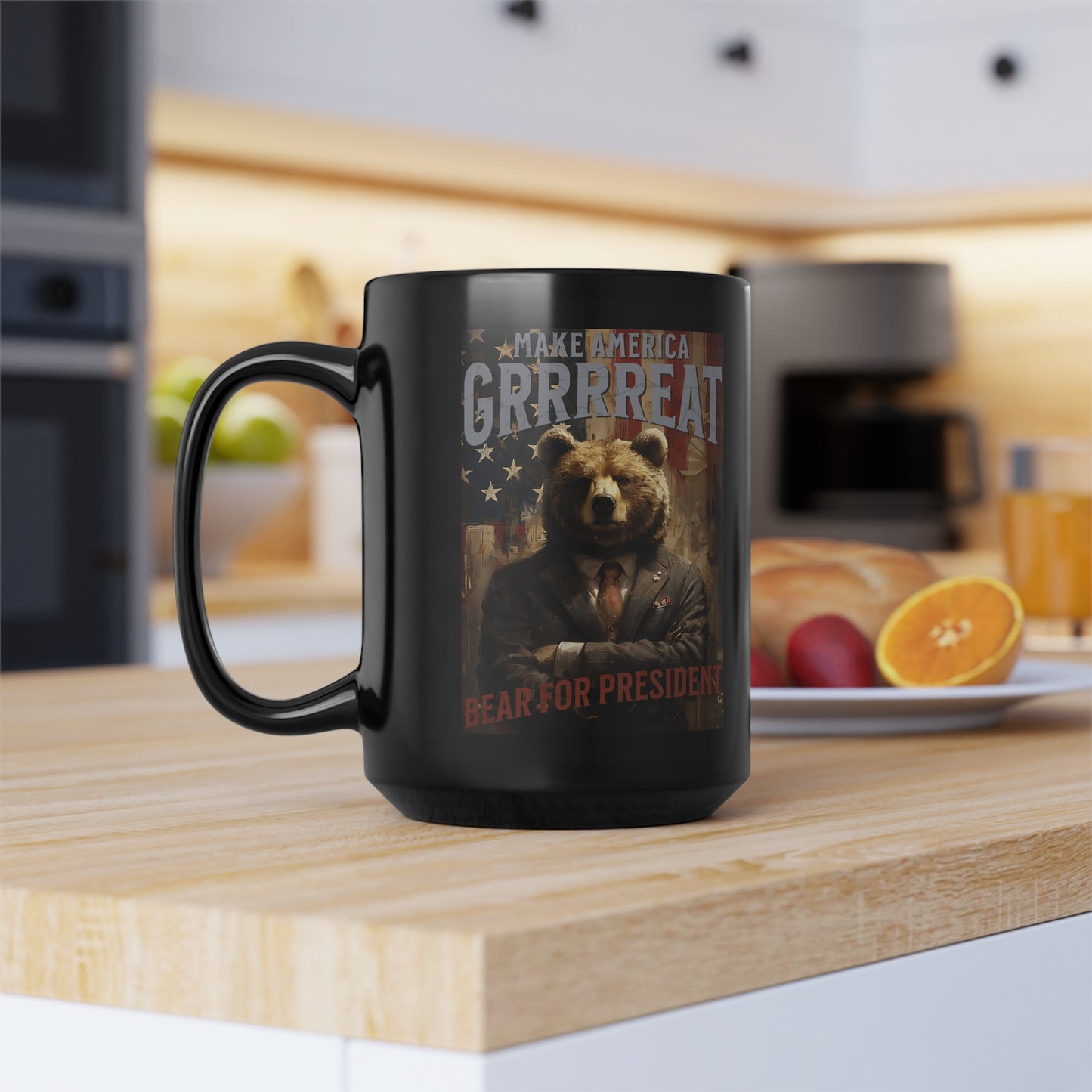 Bear for President Black Mug (11oz, 15oz)