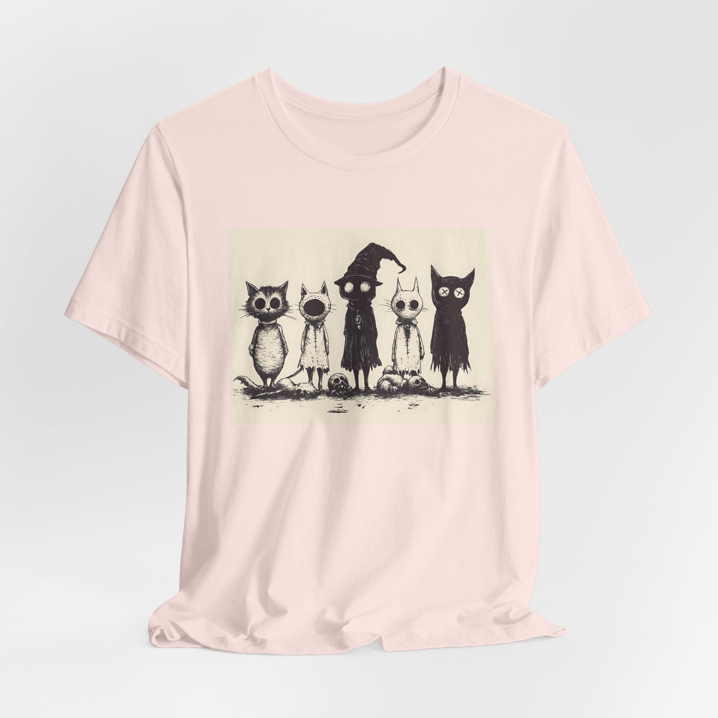 Creepy Vintage Ink Cats Unisex Jersey Short Sleeve Tee