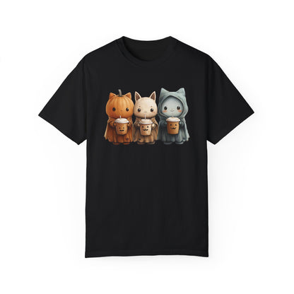 Halloween Coffee Kitties Unisex Garment-Dyed T-shirt