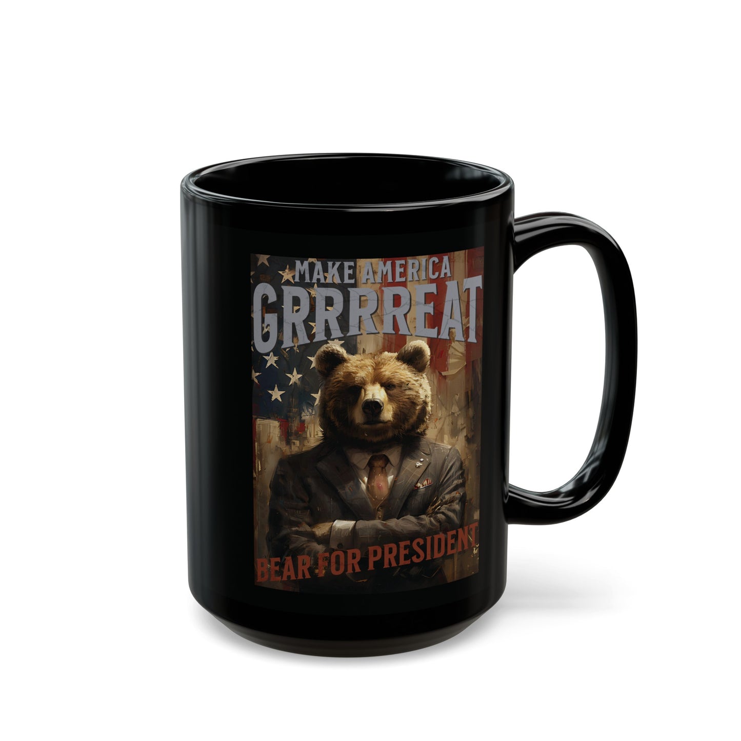 Bear for President Black Mug (11oz, 15oz)