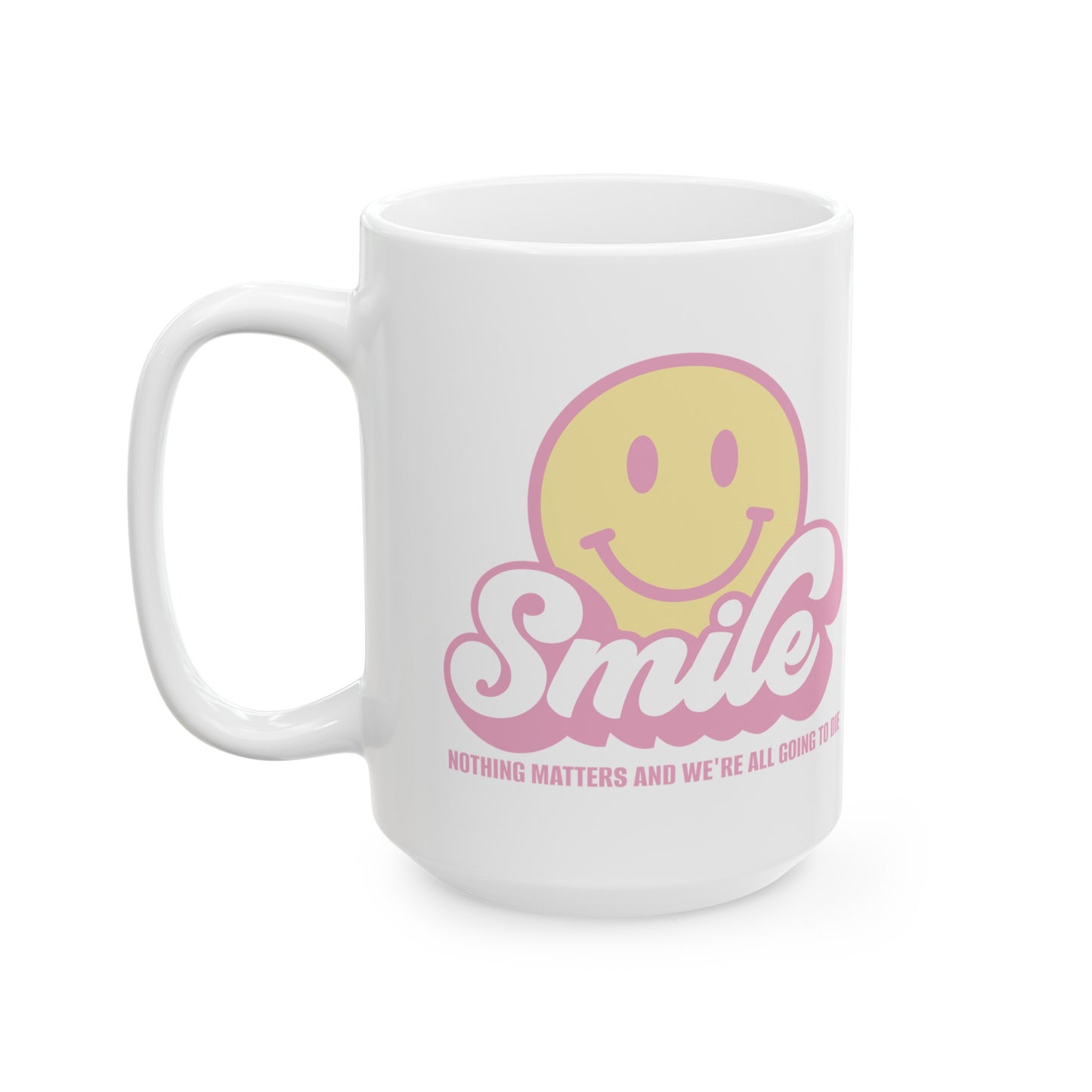 SMILE! Pastel Ceramic Mug, (11oz, 15oz)