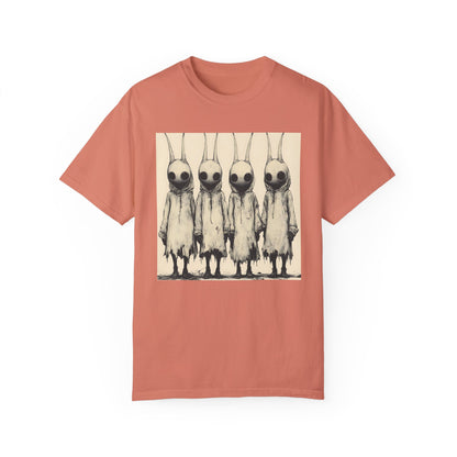 Creepy Vintage Ink Alien Bunny Things Unisex Garment-Dyed T-shirt