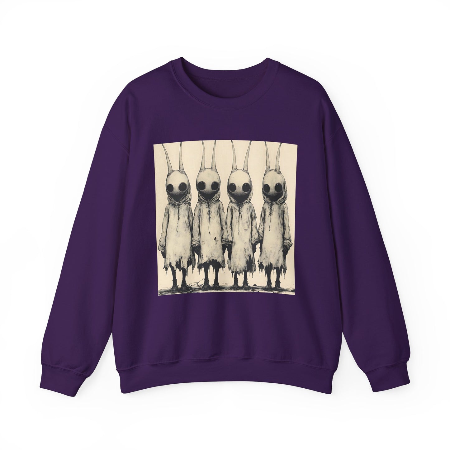 Creepy Vintage Ink Alien Bunny Things Unisex Heavy Blend™ Crewneck Sweatshirt