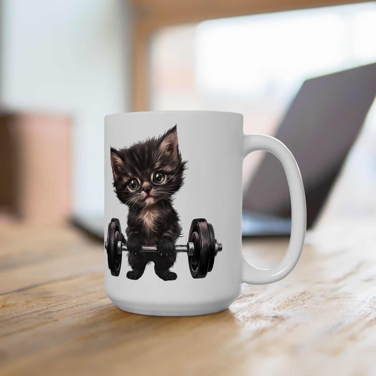 Gym Kitty Ceramic Mug, (11oz, 15oz)