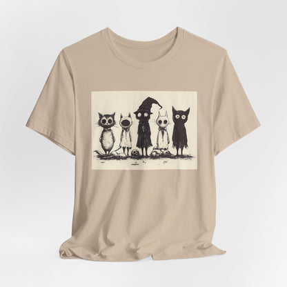 Creepy Vintage Ink Cats Unisex Jersey Short Sleeve Tee