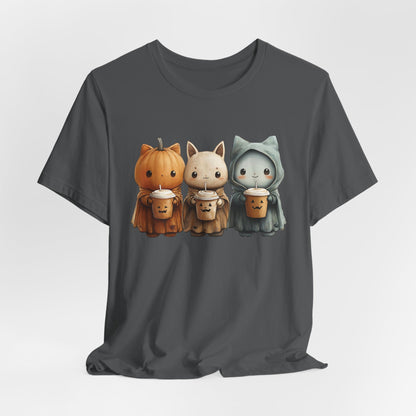 Halloween Coffee Kitties Unisex Jersey Short Sleeve Tee