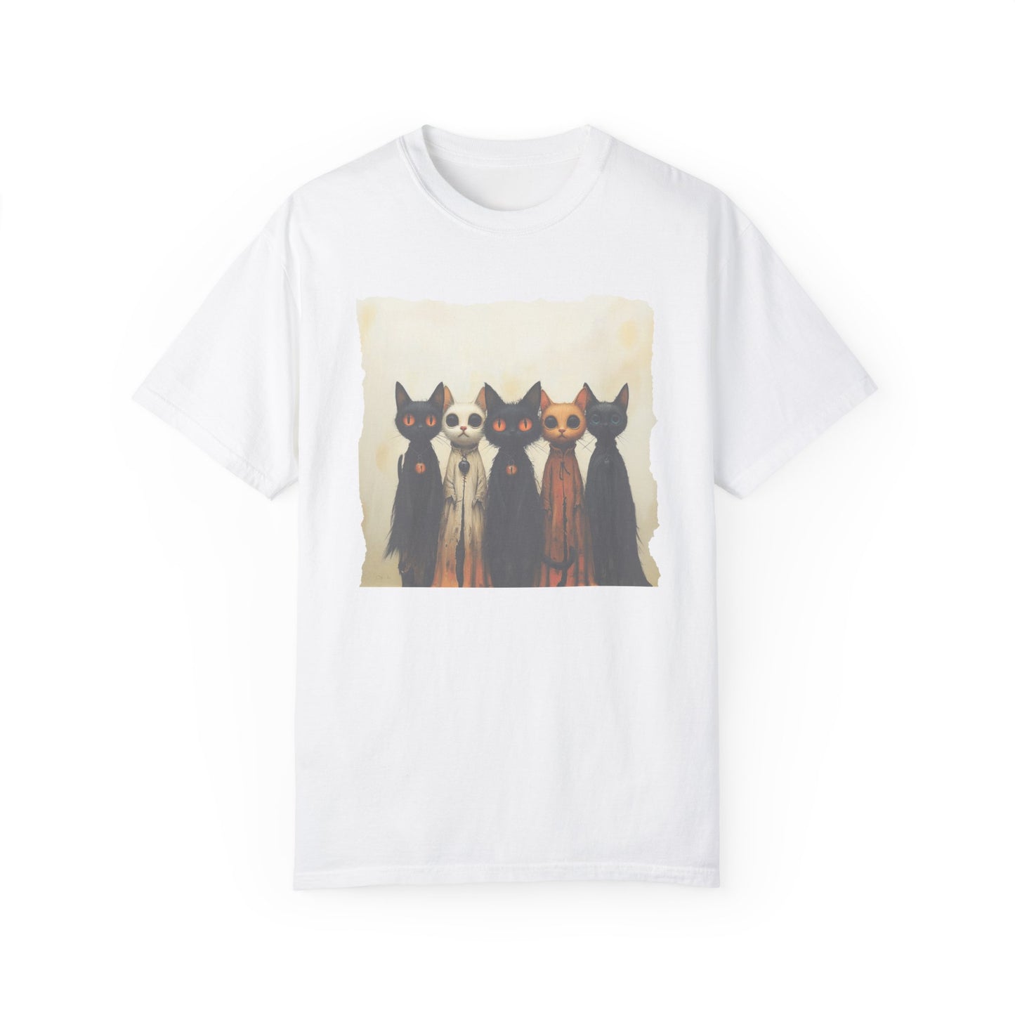 Creepy Ghost Cats Unisex Garment-Dyed T-shirt