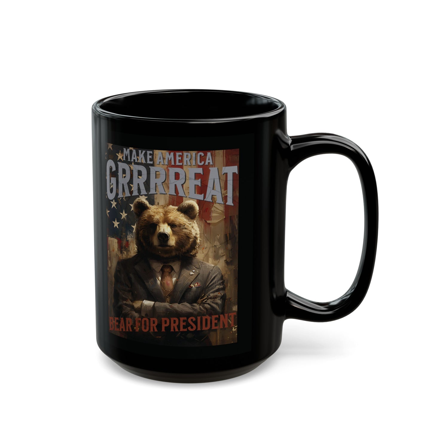 Bear for President Black Mug (11oz, 15oz)