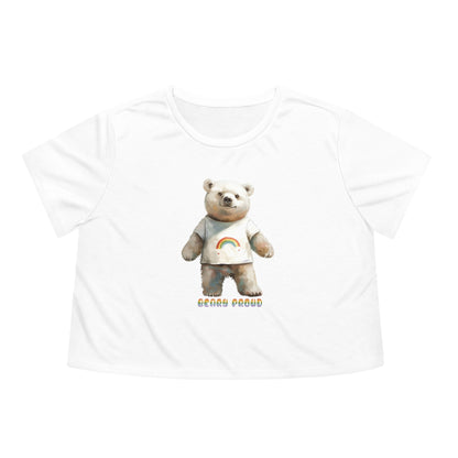 Beary Proud Pride 2024 Women's Flowy Cropped Tee