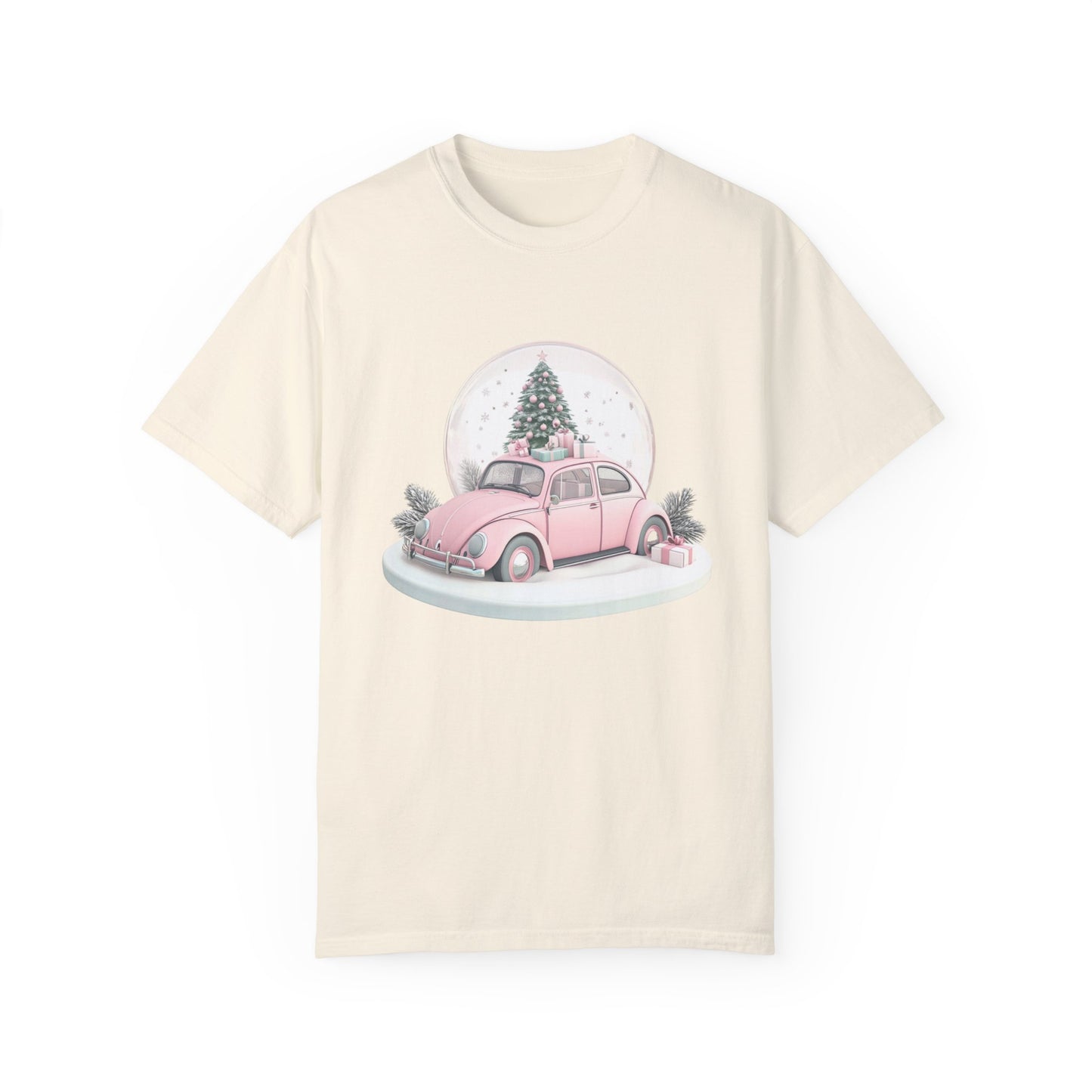 Pink Christmas Car Unisex T-shirt - Classic Car Lovers Gift