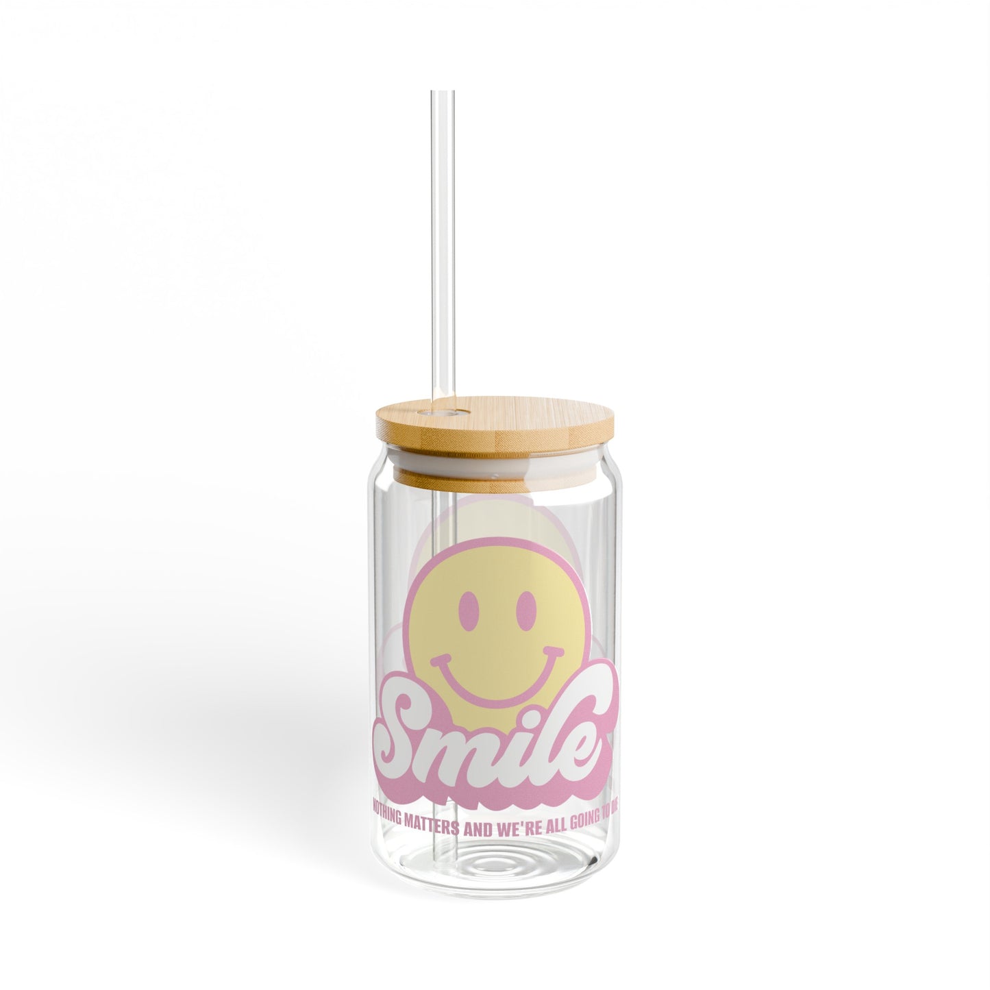 SMILE! Pastel Sipper Glass, 16oz