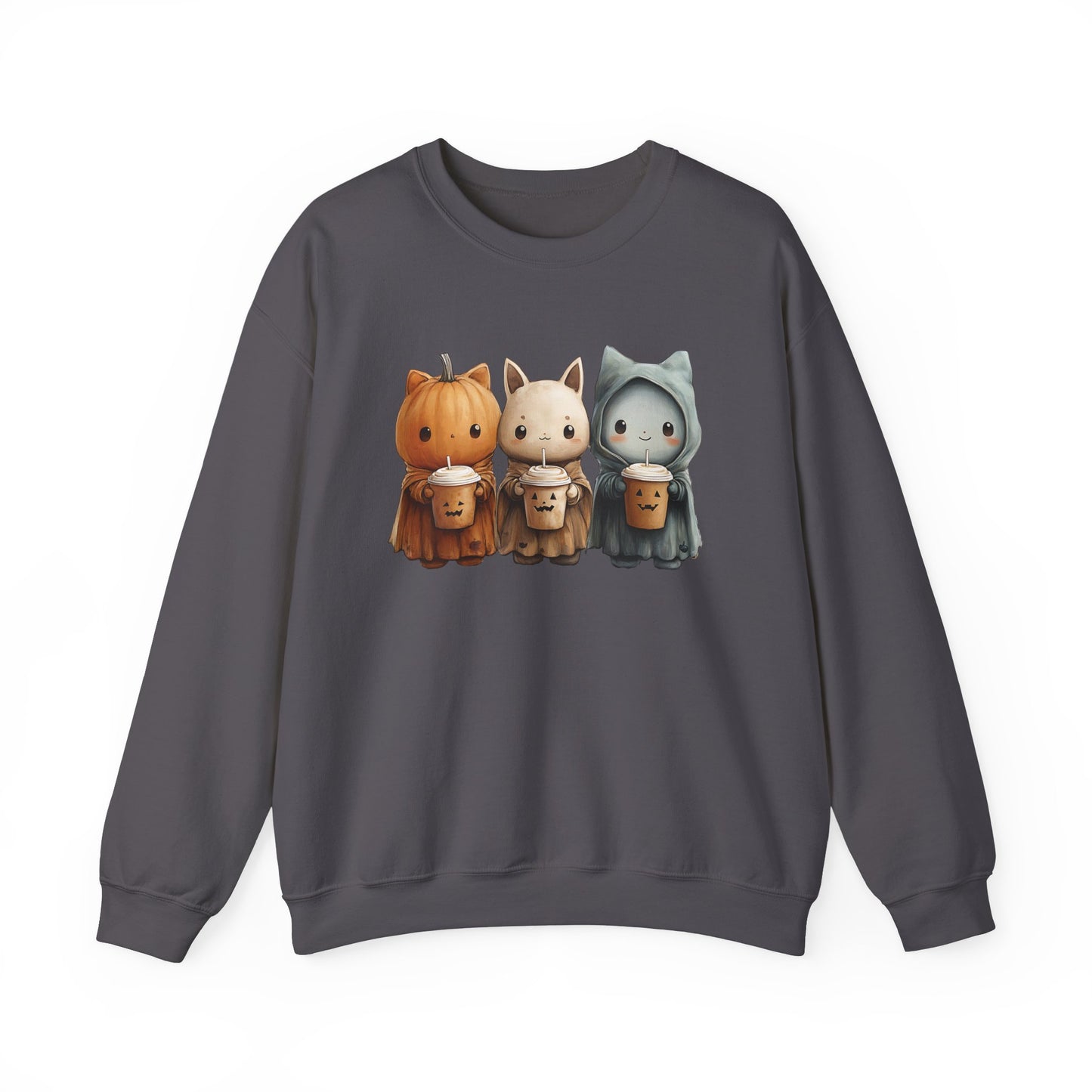 Halloween Coffee Kitties Unisex Heavy Blend™ Crewneck Sweatshirt