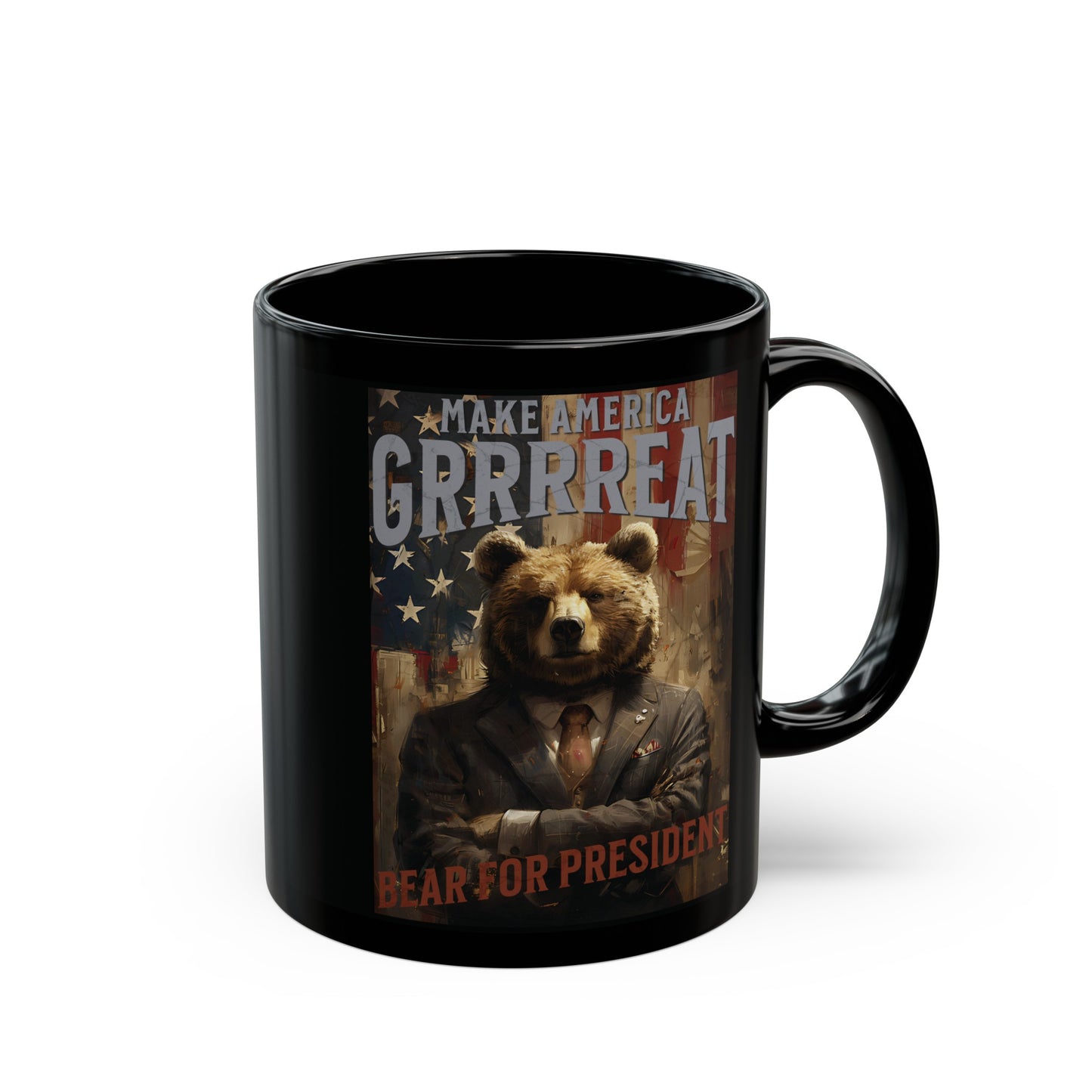 Bear for President Black Mug (11oz, 15oz)