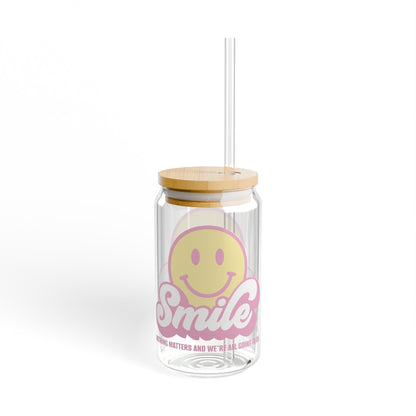 SMILE! Pastel Sipper Glass, 16oz