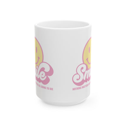 SMILE! Pastel Ceramic Mug, (11oz, 15oz)