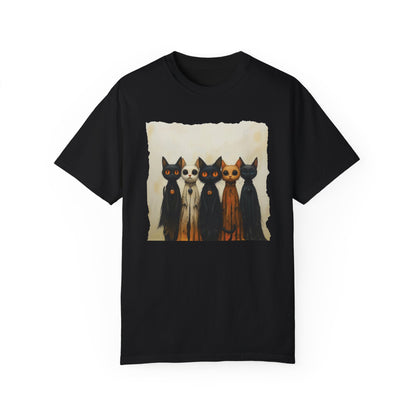 Creepy Ghost Cats Unisex Garment-Dyed T-shirt