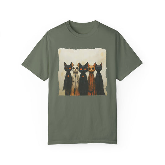 Creepy Ghost Cats Unisex Garment-Dyed T-shirt