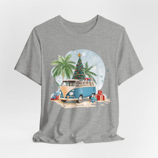 Christmas Blue Bus Unisex Tee