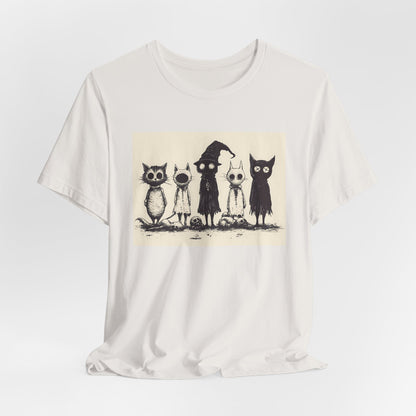 Creepy Vintage Ink Cats Unisex Jersey Short Sleeve Tee