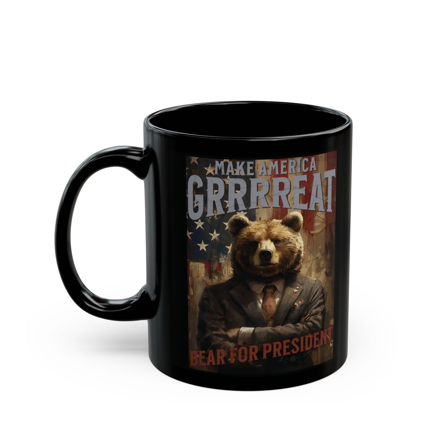 Bear for President Black Mug (11oz, 15oz)