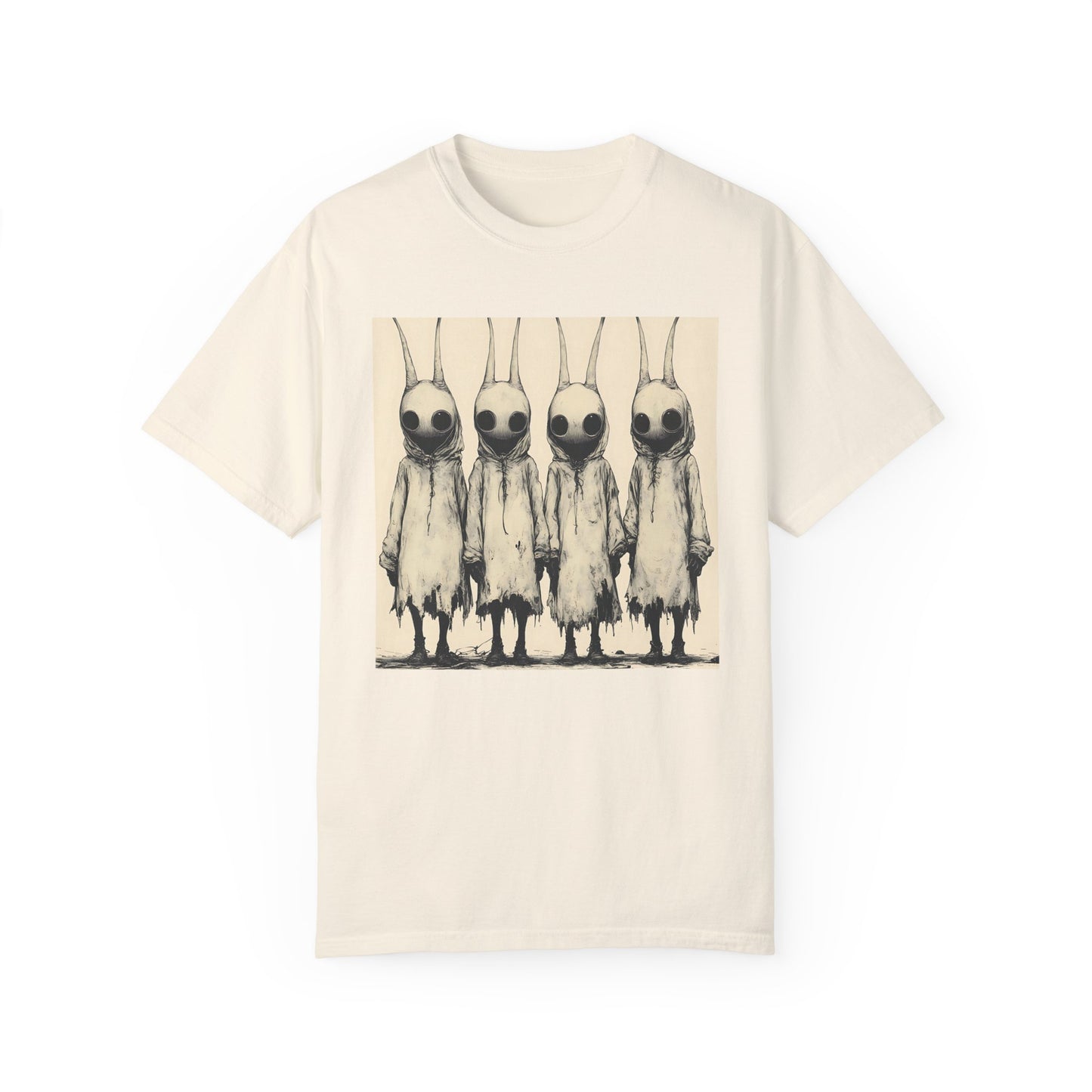 Creepy Vintage Ink Alien Bunny Things Unisex Garment-Dyed T-shirt