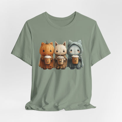 Halloween Coffee Kitties Unisex Jersey Short Sleeve Tee