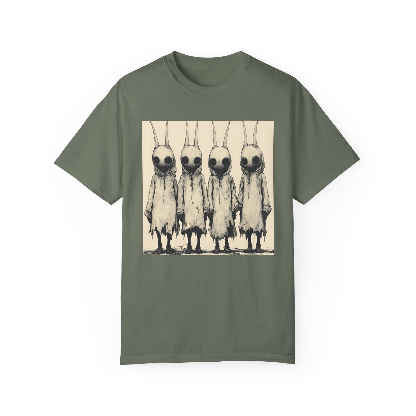 Creepy Vintage Ink Alien Bunny Things Unisex Garment-Dyed T-shirt