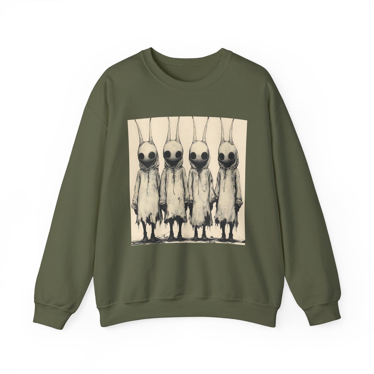 Creepy Vintage Ink Alien Bunny Things Unisex Heavy Blend™ Crewneck Sweatshirt