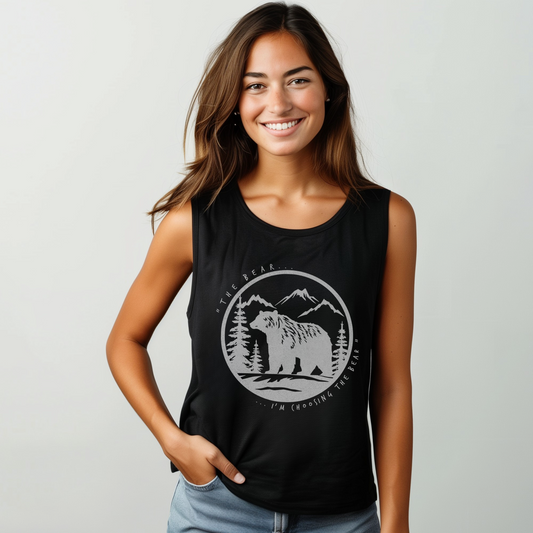 I Choose The Bear Flowy Scoop Muscle Tank