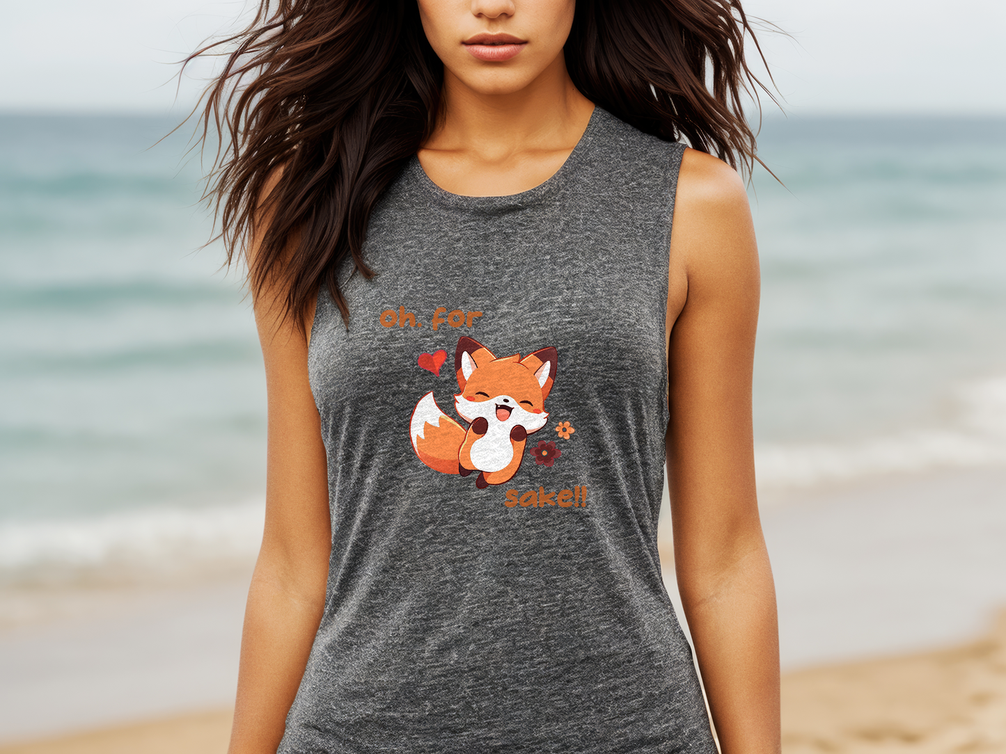 Oh For Fox Sake Flowy Scoop Muscle Tank