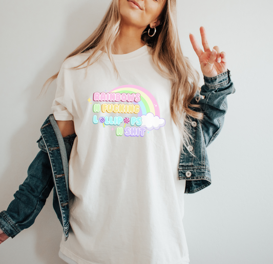 Rainbows n Lollipops Unisex Garment-Dyed 100% Cotton T-shirt