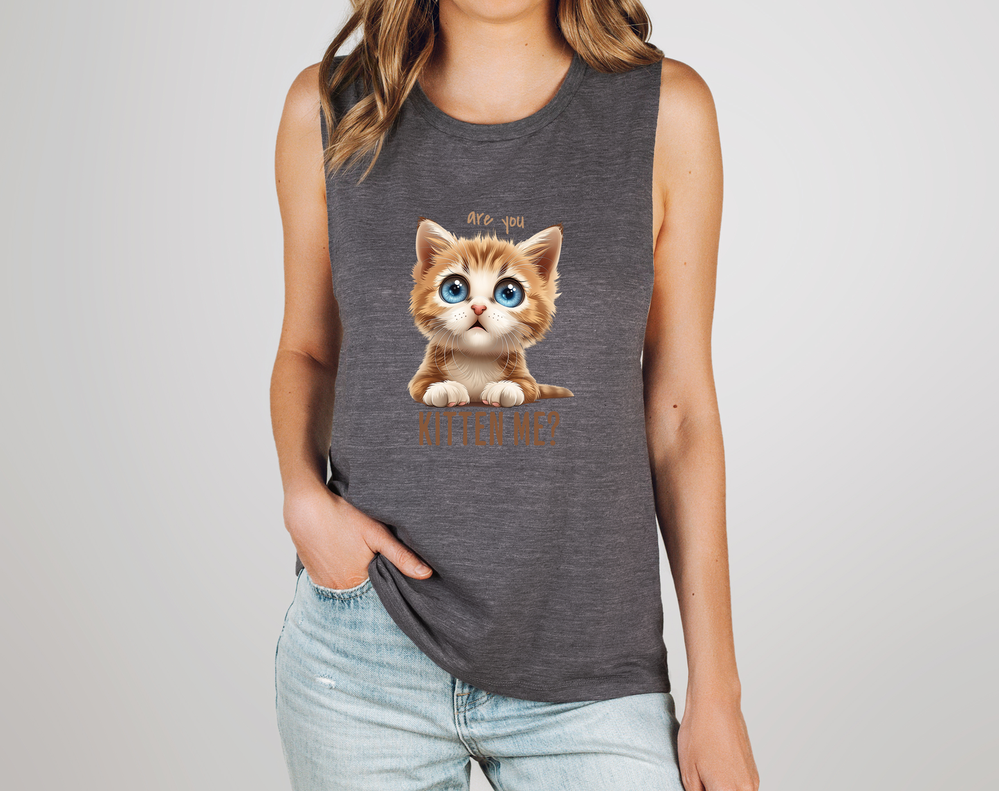 Are You Kitten Me? Flowy Scoop Muscle Tank