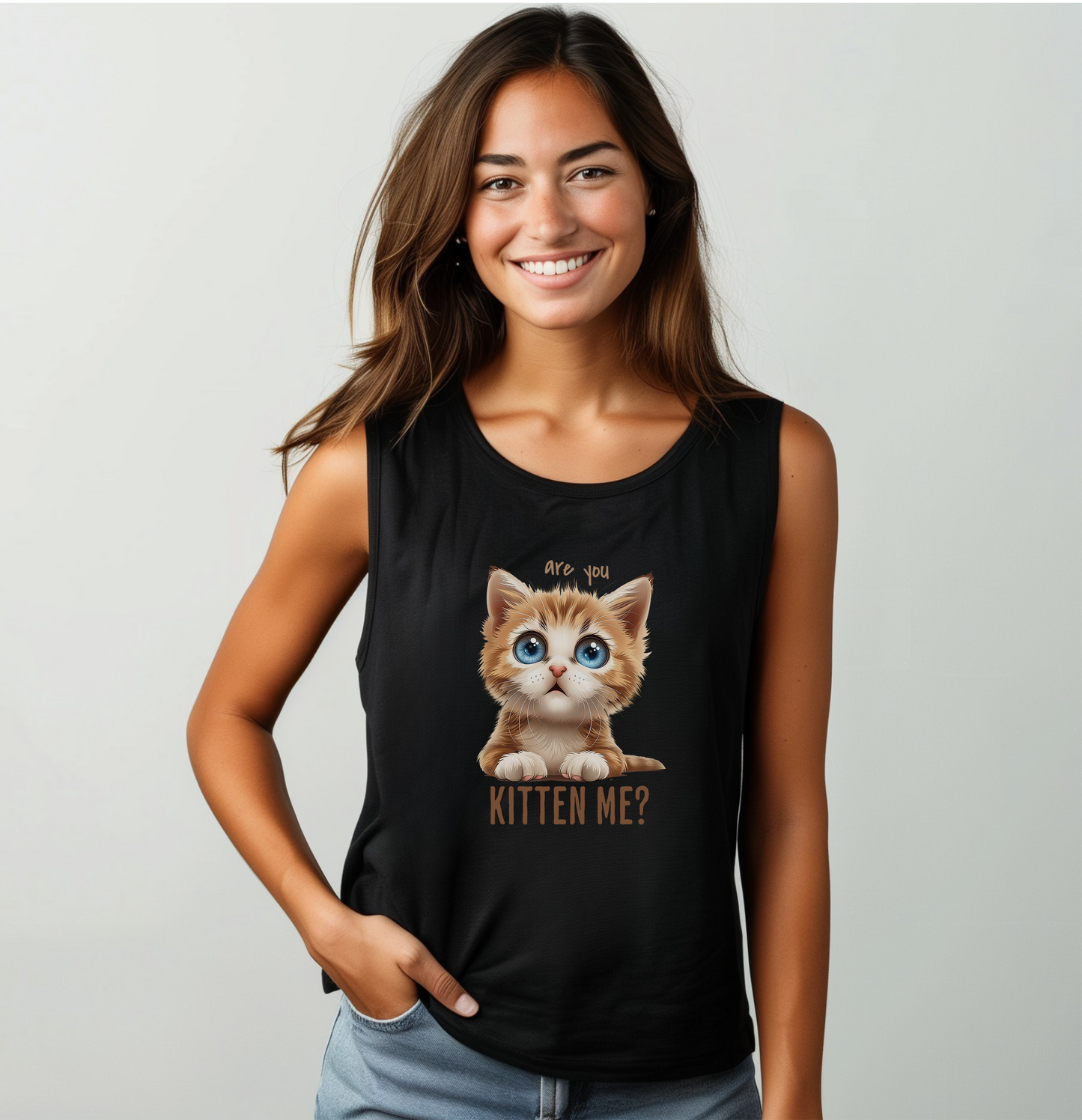 Are You Kitten Me? Flowy Scoop Muscle Tank