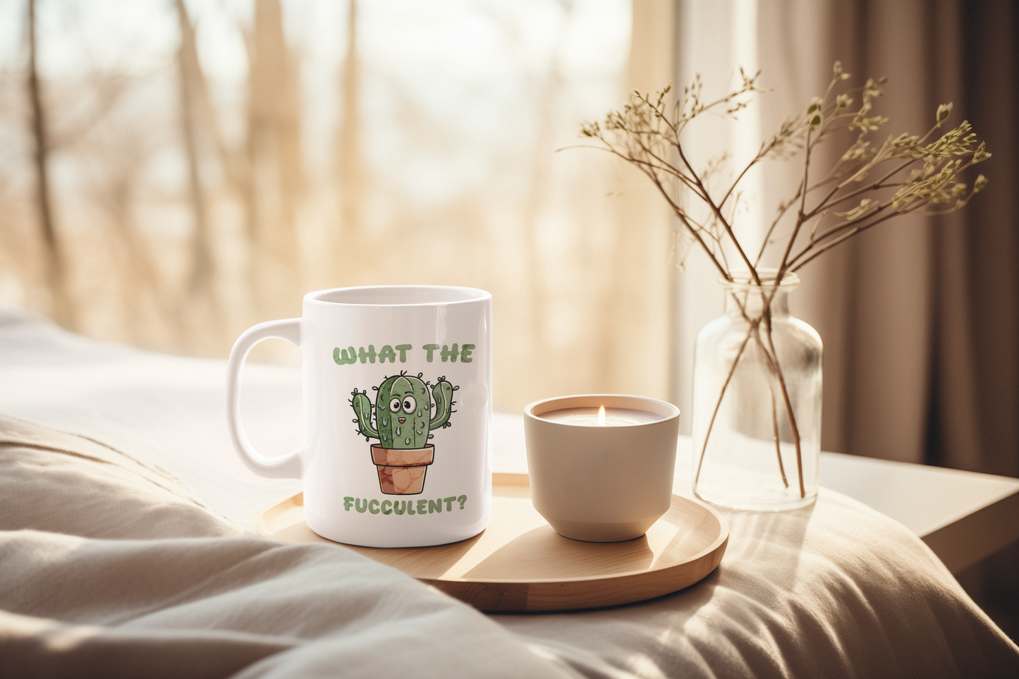 What the Fucculent Ceramic Mug, (11oz, 15oz)