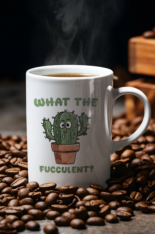 What the Fucculent Ceramic Mug, (11oz, 15oz)