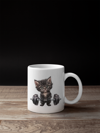 Gym Kitty Ceramic Mug, (11oz, 15oz)