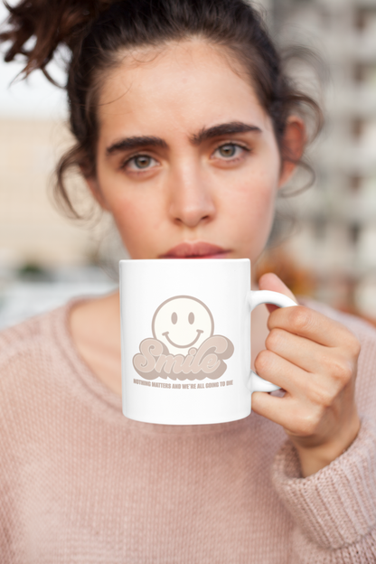 SMILE! Earthy Ceramic Mug, (11oz, 15oz)