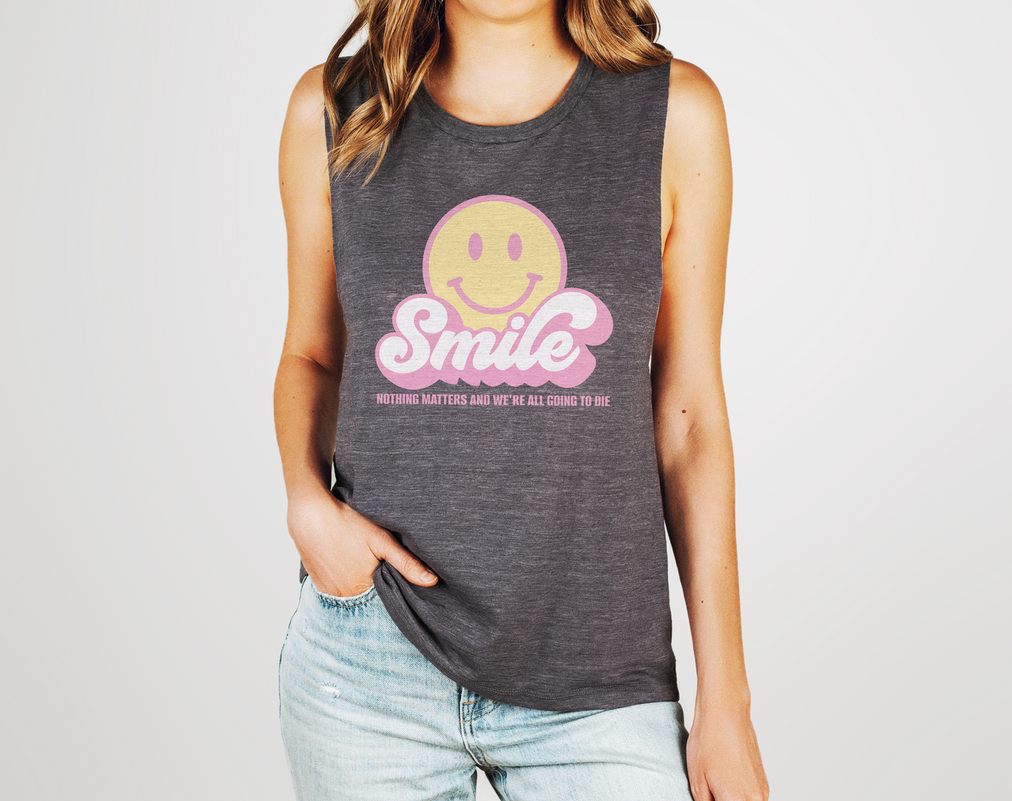 Smile Pastel Flowy Scoop Muscle Tank